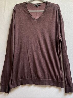 John Varvatos Men's Cotton Silk Blend V-Neck Sweater XL